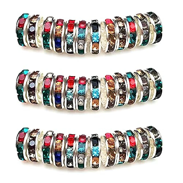 Alt view image 5 of 6 - Rondelle Spacer Beads Round Crystal Czech Rhinestone for Bracelets Necklaces Jewelry Making Accessories (Golden/Multicolor,4mm/100pcs)