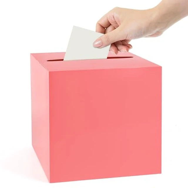 Alt view image 2 of 2 - Pink Card Box Raffle Ticket Gift Card Box for Valentine's Day Party Baby Showers Bridal Shower Graduation Birthday Anniversaries Wedding Reception Engagement Party Supplies