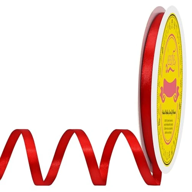 Alt view image 2 of 6 - Double Face Red Satin Ribbon 1/4 inch X 50 Yards Polyester Red Ribbon for Gift Wrapping Very Suitable for Weddings Party Hair Bow Invitation Decorations and More