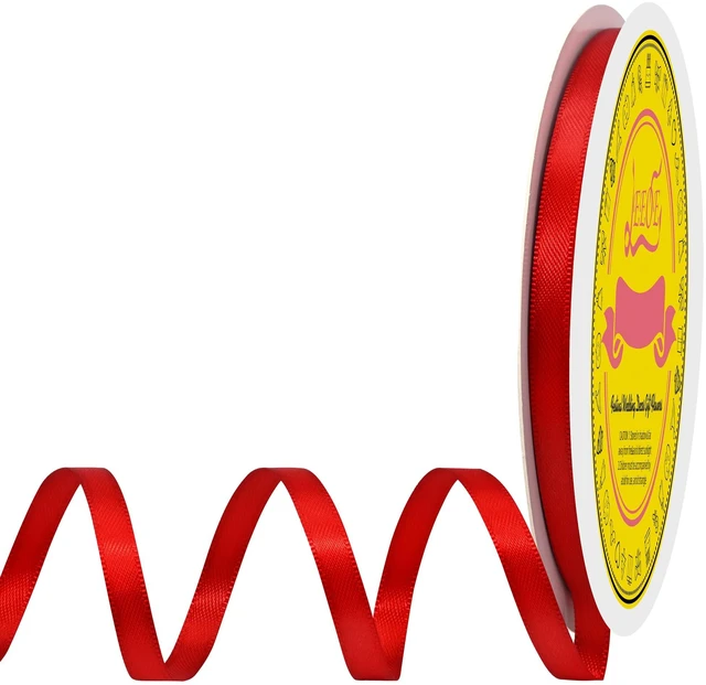 Main image of Double Face Red Satin Ribbon 1/4 inch X 50 Yards Polyester Red Ribbon for Gift Wrapping Very Suitable for Weddings Party Hair Bow Invitation Decorations and More