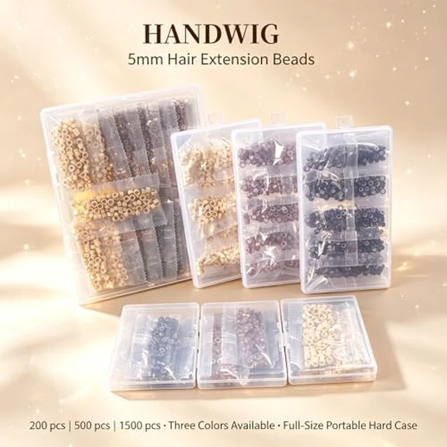 Alt view image 2 of 7 - 200PCS 5mm Micro Ring Beads, Invisible Gentle No Fall, Pro-Grade Aluminum Soft Silicone Fadeless, Salon-Tested for I-Tip Hair Tinsel, Brown Beads for Thin Hair Home Salon
