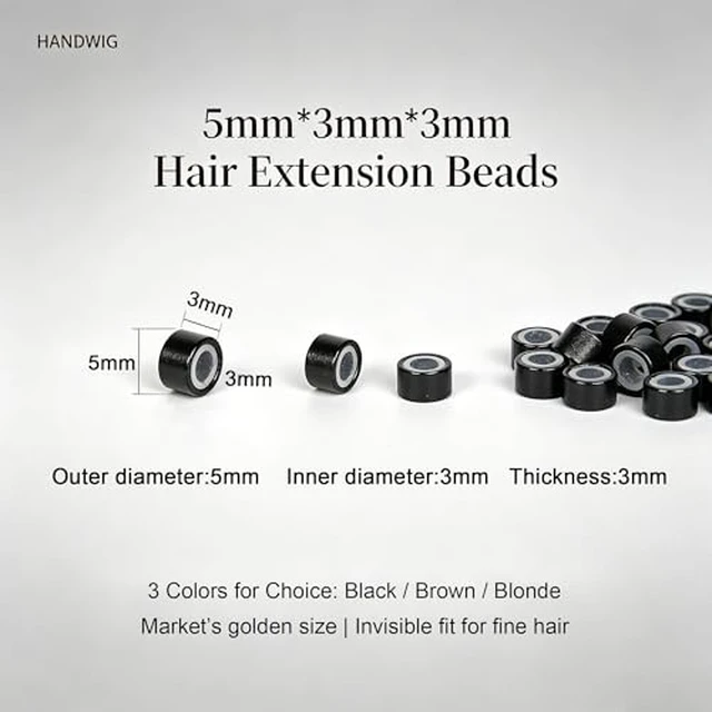 Alt view image 3 of 7 - 200PCS 5mm Micro Ring Beads, Invisible Gentle No Fall, Pro-Grade Aluminum Soft Silicone Fadeless, Salon-Tested for I-Tip Hair Tinsel, Brown Beads for Thin Hair Home Salon