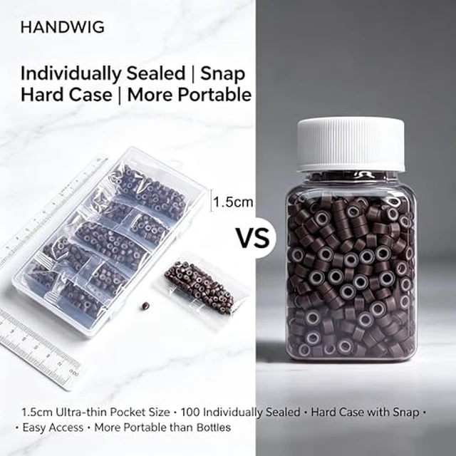 Alt view image 5 of 7 - 200PCS 5mm Micro Ring Beads, Invisible Gentle No Fall, Pro-Grade Aluminum Soft Silicone Fadeless, Salon-Tested for I-Tip Hair Tinsel, Brown Beads for Thin Hair Home Salon