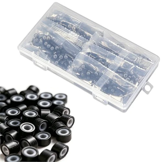 Alt view image 7 of 7 - 200PCS 5mm Micro Ring Beads, Invisible Gentle No Fall, Pro-Grade Aluminum Soft Silicone Fadeless, Salon-Tested for I-Tip Hair Tinsel, Brown Beads for Thin Hair Home Salon