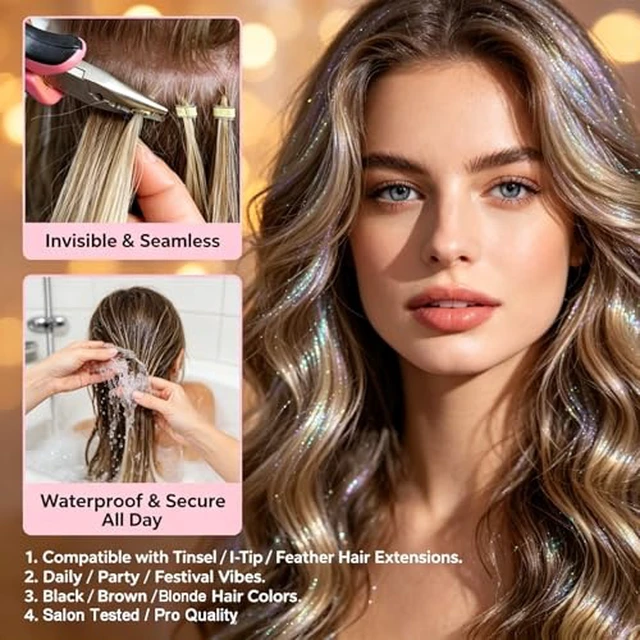 Alt view image 6 of 7 - 200PCS 5mm Micro Ring Beads, Invisible Gentle No Fall, Pro-Grade Aluminum Soft Silicone Fadeless, Salon-Tested for I-Tip Hair Tinsel, Brown Beads for Thin Hair Home Salon