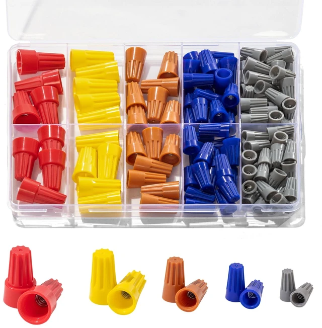 Main image of 122 Pcs Wire Connectors Nuts Assortment Kit, 5 Size Colorful Electric Wire Caps Electrical Twist Wiring Splice Screw Caps for Quick Connection