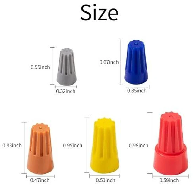 Alt view image 3 of 6 - 122 Pcs Wire Connectors Nuts Assortment Kit, 5 Size Colorful Electric Wire Caps Electrical Twist Wiring Splice Screw Caps for Quick Connection