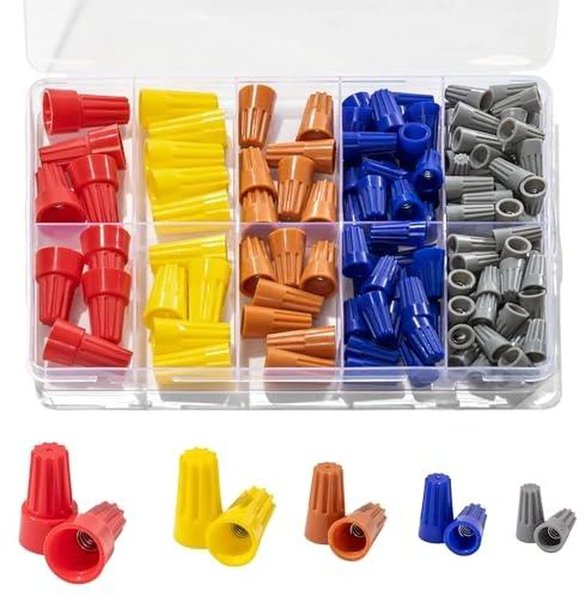 Alt view image 2 of 6 - 122 Pcs Wire Connectors Nuts Assortment Kit, 5 Size Colorful Electric Wire Caps Electrical Twist Wiring Splice Screw Caps for Quick Connection