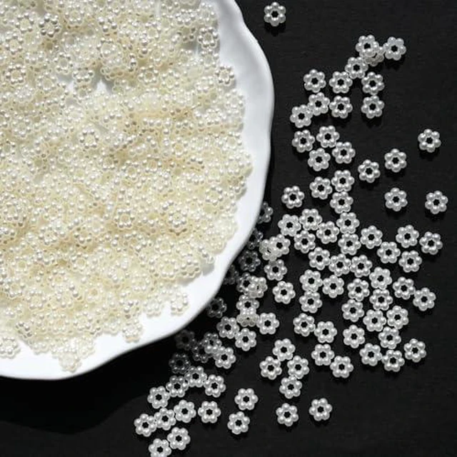 Alt view image 2 of 2 - 600PCS Pearl Snowflake Spacer Beads for Jewelry Making, Bulk White DIY Junk Case Charms Bracelet Necklace Craft Decoration Supplies Accessories 6mm