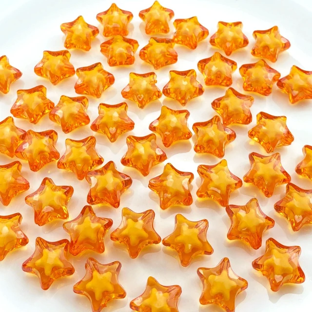 Main image of 100 PCS 15mm Acrylic Star Beads Loose Spacer Colorful Beads for DIY Craft Jewelry Making Bracelet Necklace Earring Ornament Wind Chimes Key Chains(Orange)