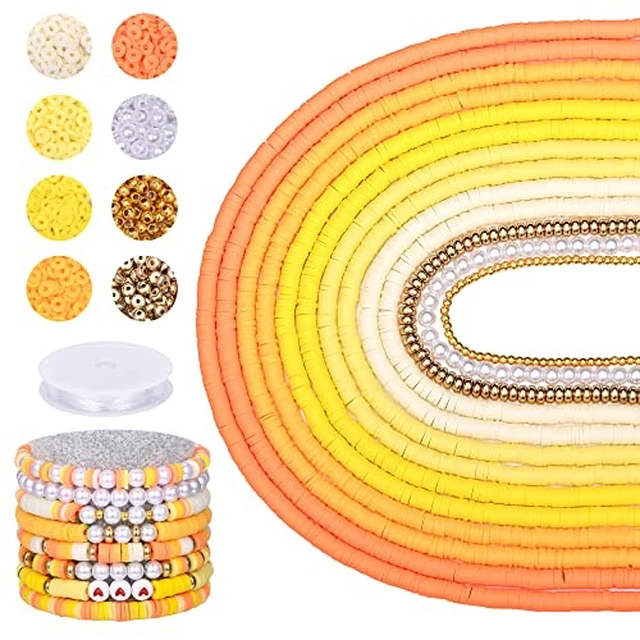 Alt view image 4 of 5 - 3750PCS Clay Beads for Bracelets Making Polymer Clay Beads Kit with Pearl Beads Spacer Beads, Disc Heishi Beads Set for Jewelry Making Necklace Bracelet Earrings Finding, Macaroon Colors Mixed