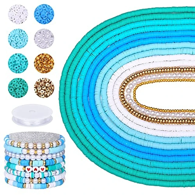 Alt view image 3 of 5 - 3750PCS Clay Beads for Bracelets Making Polymer Clay Beads Kit with Pearl Beads Spacer Beads, Disc Heishi Beads Set for Jewelry Making Necklace Bracelet Earrings Finding, Macaroon Colors Mixed