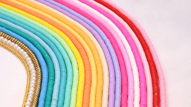 Alt view image 5 of 5 - 3750PCS Clay Beads for Bracelets Making Polymer Clay Beads Kit with Pearl Beads Spacer Beads, Disc Heishi Beads Set for Jewelry Making Necklace Bracelet Earrings Finding, Macaroon Colors Mixed