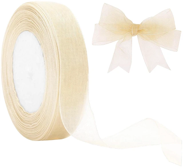 Main image of Ivory White Organza Chiffon Ribbon 1/2 in X 50 Yard Sheer Ribbon