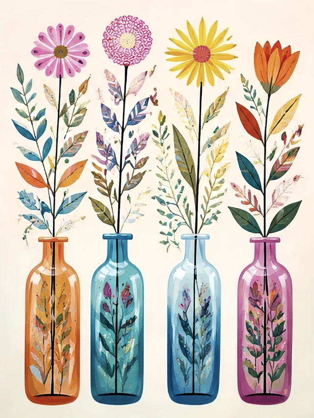 Main image of Flower Diamond Painting Kit for Adults, 12x16 Inch | Full Round Drill Diamond Painting Bead Painting Kits Gem Painting Floral Gemstone Diamond Colorful Dot Art Craft DIY