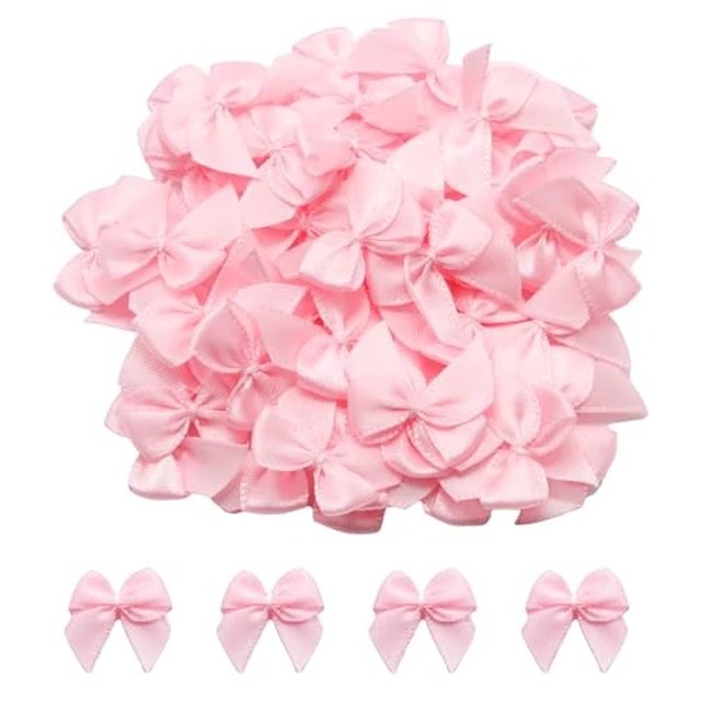 Alt view image 2 of 2 - 1.5 Inch Light Pink Satin Bows (50 Pcs) Pre-Tied Mini Bows for Gifts, Wedding Party Favors, DIY Crafts & Wrapping Decorations