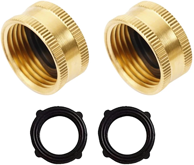 Main image of Brass Garden Hose End Caps, 2 Pack 3/4" Female End Cap, Garden Hose End Caps with 2 Washers