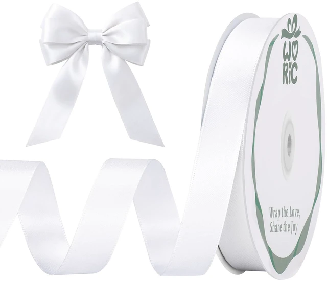 Main image of Double Faced White Satin Ribbon 5/8 Inch 60 Yards for Gift Wrapping