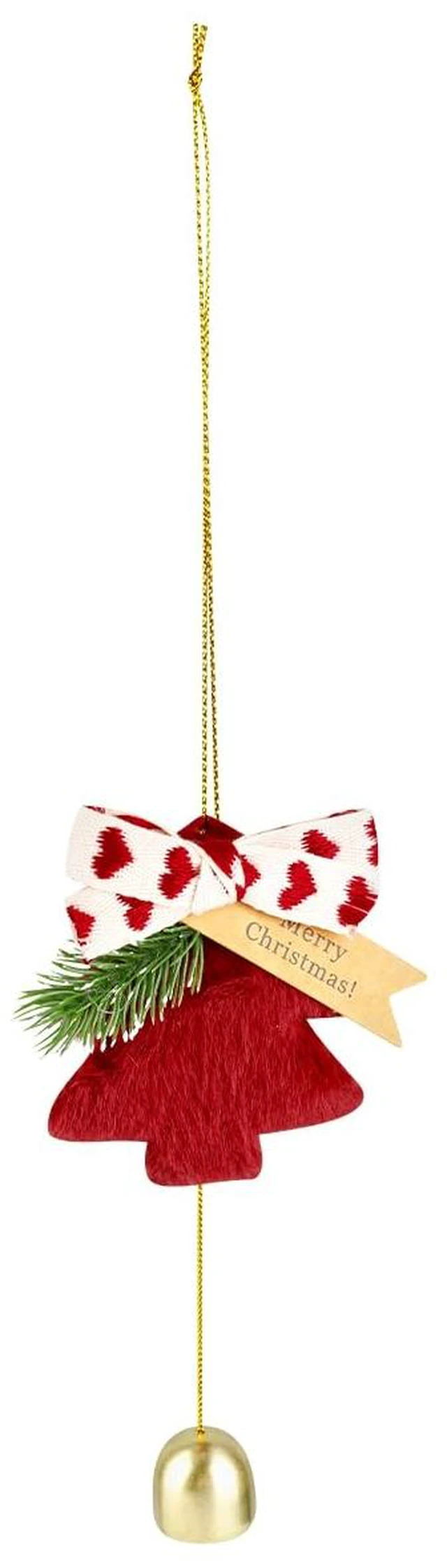Main image of Plush Christmas Tree Bell Hanging Ornaments Soft-Touch Bells Versatile Door Bells and Wind Chimes for Festive Tree Car Holiday New Year Decorations (Red)