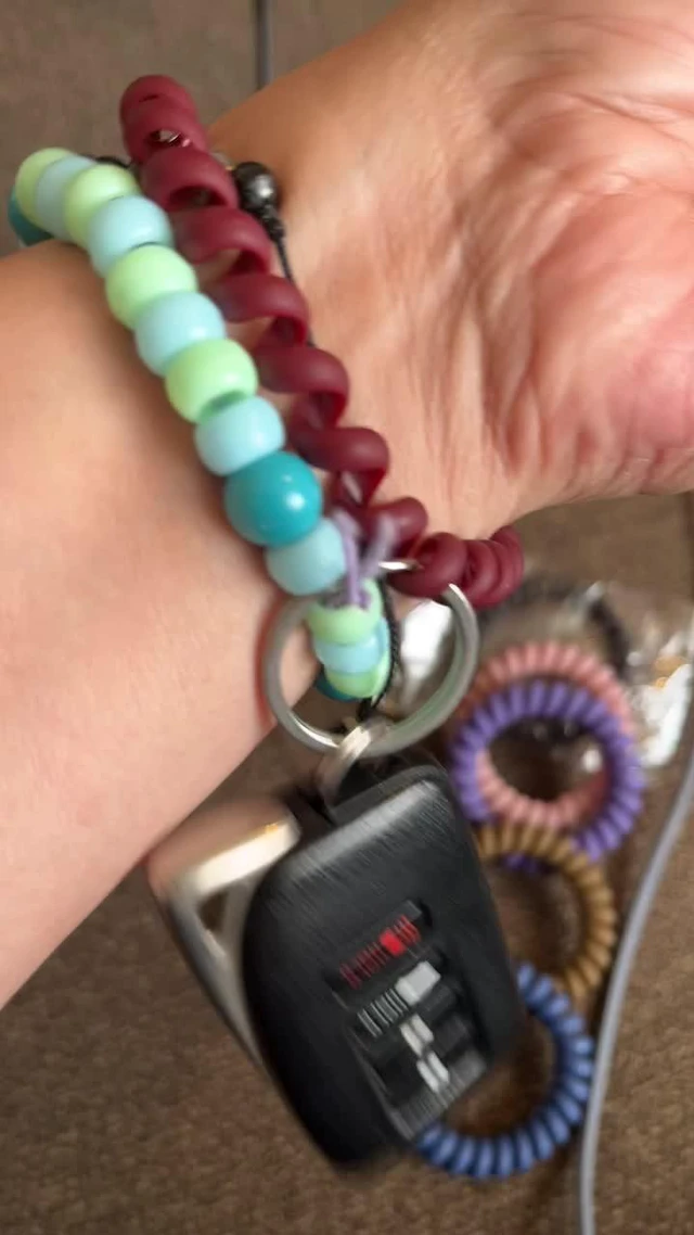 Alt view image 5 of 5 - 9 Colors Wrist Keychain, Key Chain Wristlet Retractable Spiral Coil, Key Wristlet Wrist Strap Coil Key Chain, Spiral Key Ring Bracelet for Sauna, Outdoor, Sports