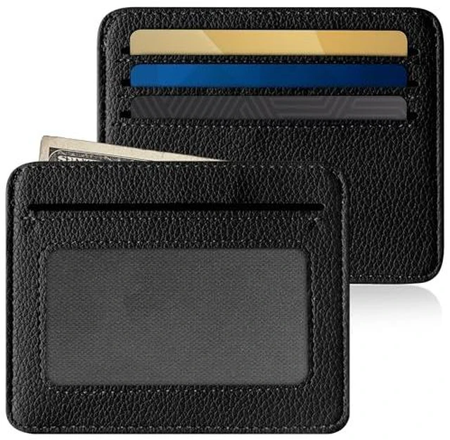 Alt view image 2 of 7 - Credit Card Holder for Women Minimalist Wallet, RFID Blocking Wallets Card Cases, Small Wallets with ID Window for Women Men, Black