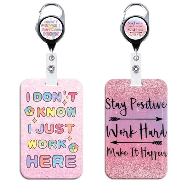 Alt view image 2 of 3 - 2 Pack Nurse Badge Holder with Retractable Badge Clip for Keys ID Card with Hard Badge Protector for Women Work School Teacher Student RN Medical