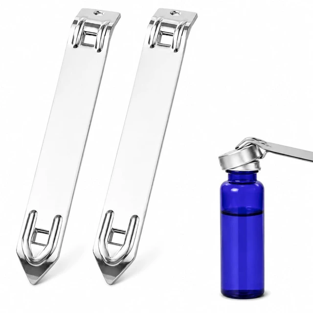 Main image of 2Pcs Stainless Steel Vial Cap Opener for Oral Liquid Bottles and Small Caps | Slim Metal Design, Easy to Store and Carry for Clinics, Home Kits, Travel Bags and Everyday Small-Cap Opening Tasks