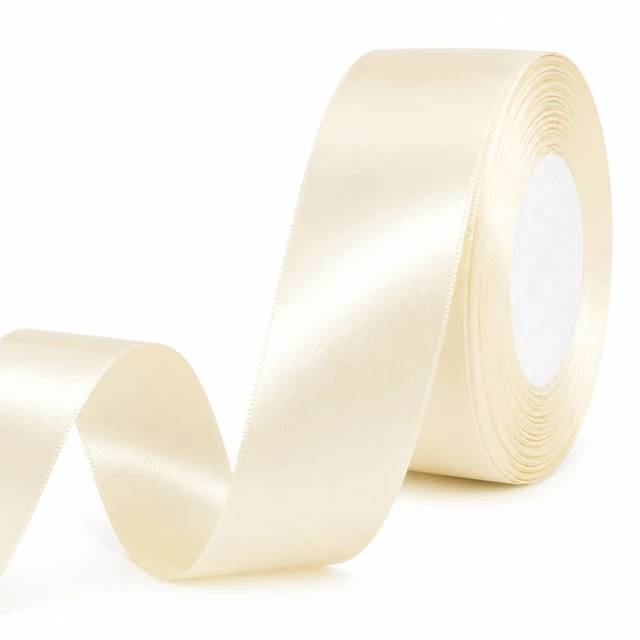 Main image of 1Inch Wide Cream Satin Ribbon, Double Face Satin Ribbon for Gift Wrapping