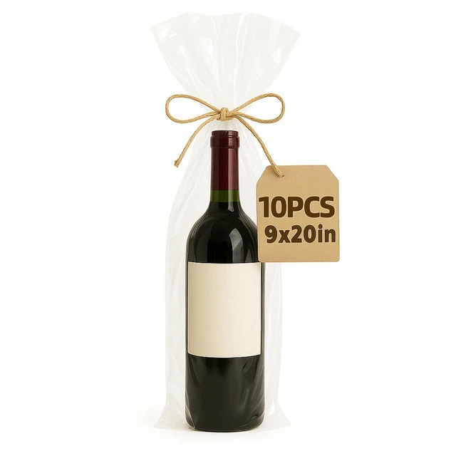 Main image of Clear Cellophane Gift Bags with Twist Ties, 9x20 Inches, 10 Pack