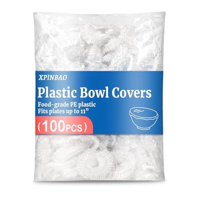 Alt view image 2 of 7 - Plastic Bowl Covers, 100 Count Elastic Covers for Bread Proofing