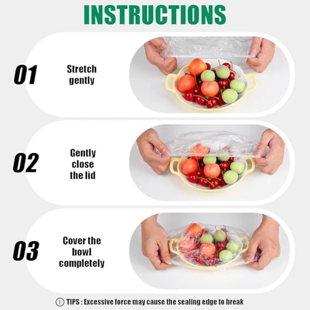 Alt view image 3 of 7 - Plastic Bowl Covers, 100 Count Elastic Covers for Bread Proofing