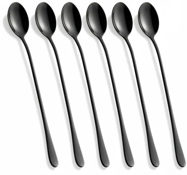 Alt view image 3 of 6 - 8 Inch Long Handle Iced Tea Spoons, 18/8 Stainless Steel Coffee Spoons for Iced Tea, Latte, Ice Cream, Dessert and Cocktail Stirring, Reusable Metal Mixing Spoons, Set of 2(2-Pack, Silver)