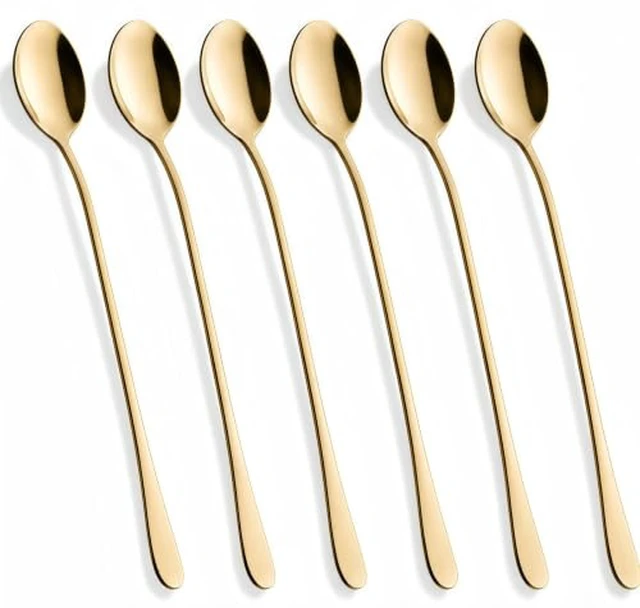 Alt view image 4 of 6 - 8 Inch Long Handle Iced Tea Spoons, 18/8 Stainless Steel Coffee Spoons for Iced Tea, Latte, Ice Cream, Dessert and Cocktail Stirring, Reusable Metal Mixing Spoons, Set of 2(2-Pack, Silver)