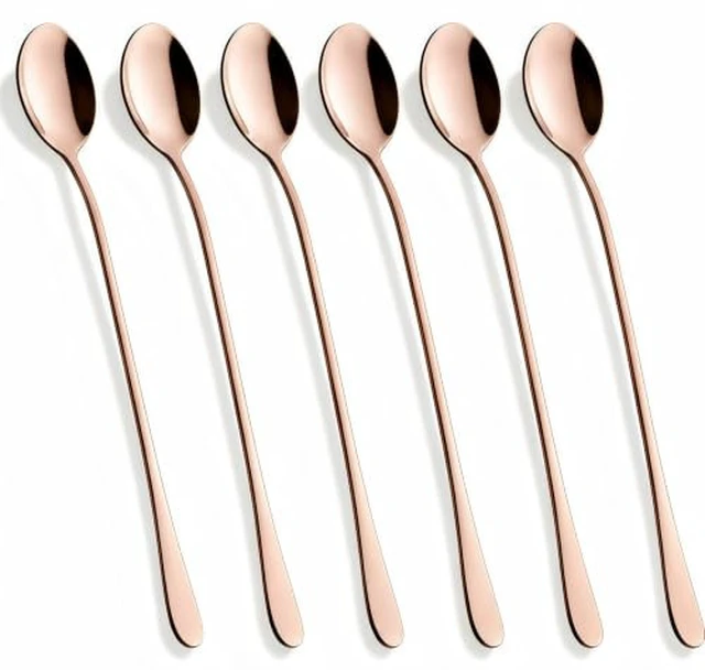 Alt view image 6 of 6 - 8 Inch Long Handle Iced Tea Spoons, 18/8 Stainless Steel Coffee Spoons for Iced Tea, Latte, Ice Cream, Dessert and Cocktail Stirring, Reusable Metal Mixing Spoons, Set of 2(2-Pack, Silver)