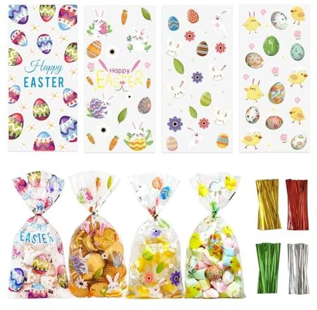 Alt view image 4 of 12 - 50PCS Thanksgiving Treat Bags with 60 Twist Ties Fall Cellophane Gift Bags for Cookies, Candy, Snacks, and Party Favors Pumpkin, Turkey & Maple Leaf Thanksgiving Goodie Bags for Kids