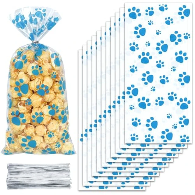 Alt view image 5 of 10 - 50 Pcs Thanksgiving Fall Treat Bags with Twist Ties - 5 x 11 Inch Autumn Maple Leaf & Pumpkin Cellophane Goodie Bags - Plastic Candy Gift Bag for Harvest Festival, Cookies, Halloween Party Favors