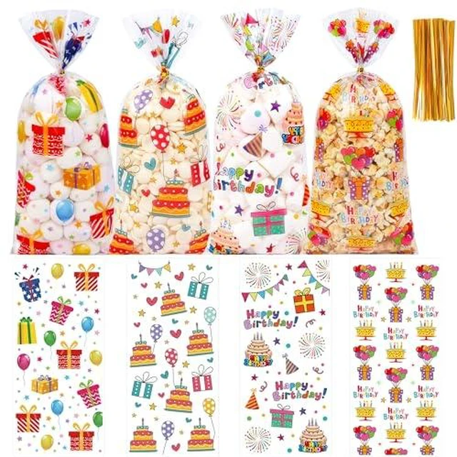 Alt view image 3 of 10 - 50 Pcs Thanksgiving Fall Treat Bags with Twist Ties - 5 x 11 Inch Autumn Maple Leaf & Pumpkin Cellophane Goodie Bags - Plastic Candy Gift Bag for Harvest Festival, Cookies, Halloween Party Favors