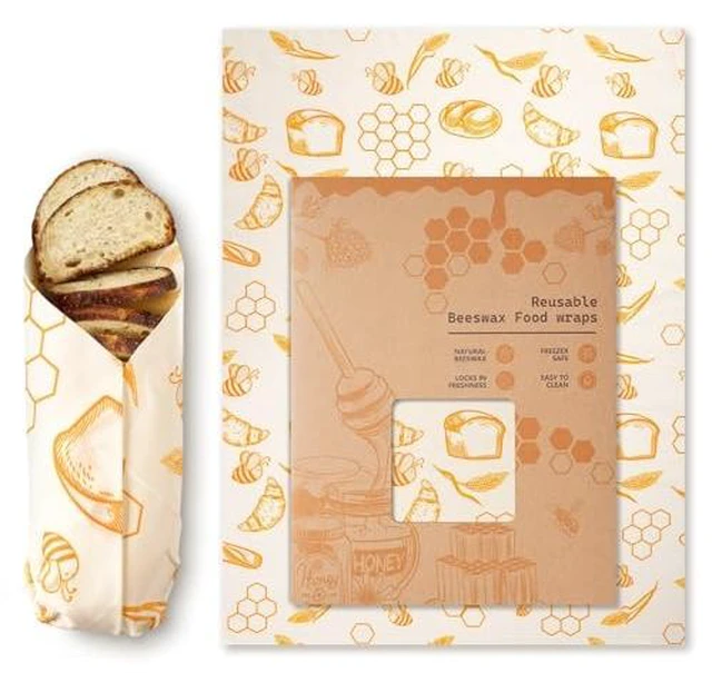 Alt view image 2 of 12 - Beeswax Wraps for Food Reusable Beeswax Bread Bag & Sandwich Wrap