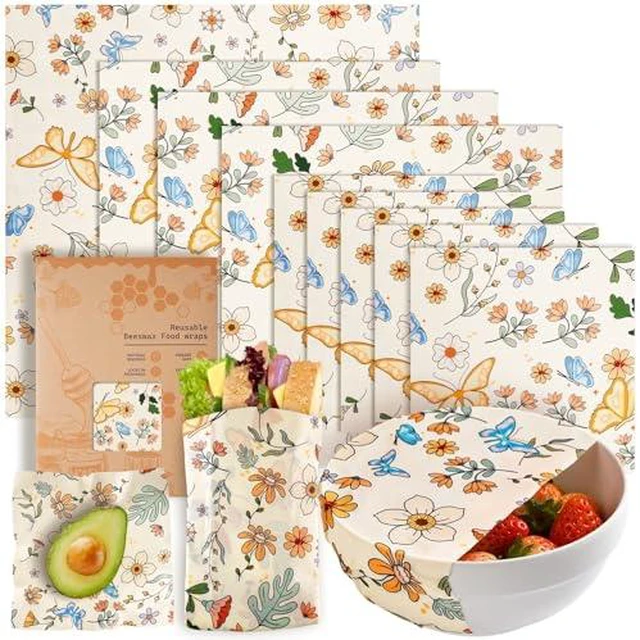Alt view image 5 of 12 - Beeswax Wraps for Food Reusable Beeswax Bread Bag & Sandwich Wrap
