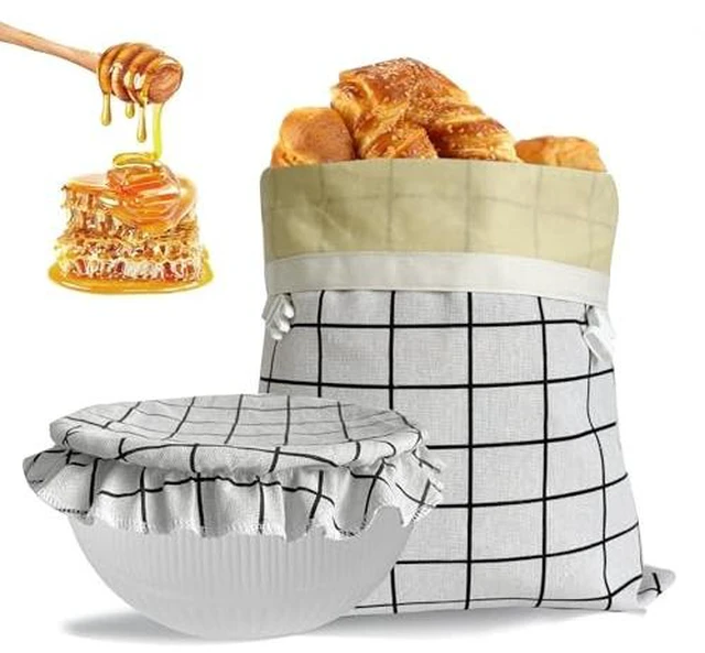 Alt view image 2 of 6 - Beeswax Bread Bags for Homemade Bread and Bowl Cover Reusable Bread Baker Set Sourdough Bags
