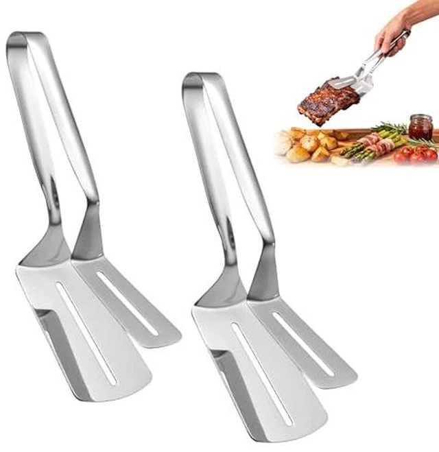 Alt view image 2 of 2 - 2PCS Stainless Steel Grill Clamp, Anti-Scald Extended Handle Spatula Tong, 2026 New Multi-Functional Stainless Steel Barbecue Clamp Food, for Flipping Steak, Fish, Bread, Pizza
