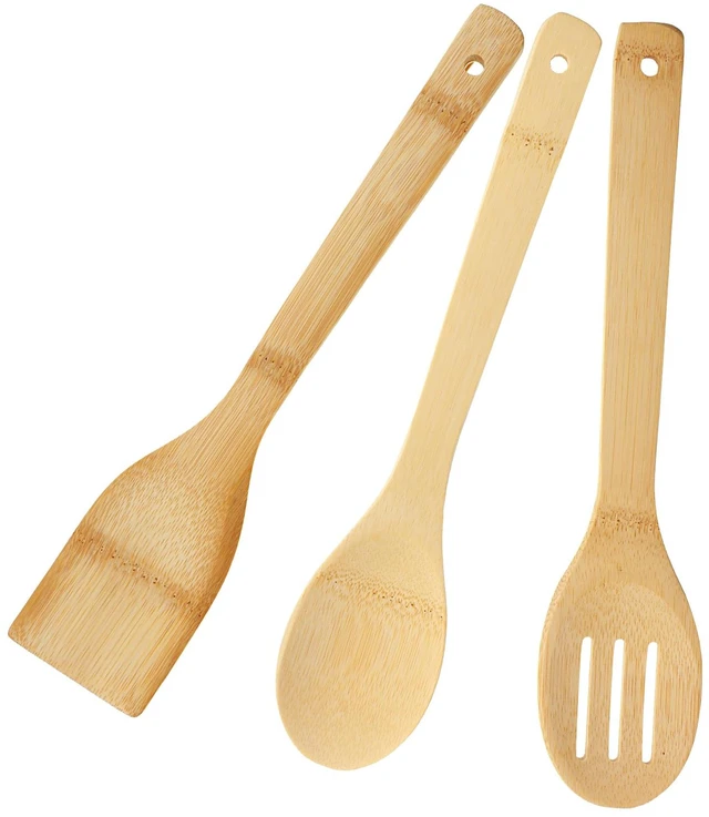 Main image of 3 Pcs 11.8 Inch Bamboo Cooking Utensils Set, Bamboo Kitchen Utensils | Eco-Friendly, for Nonstick Pans, Sturdy Tools, for Stirring, Frying, Mixing
