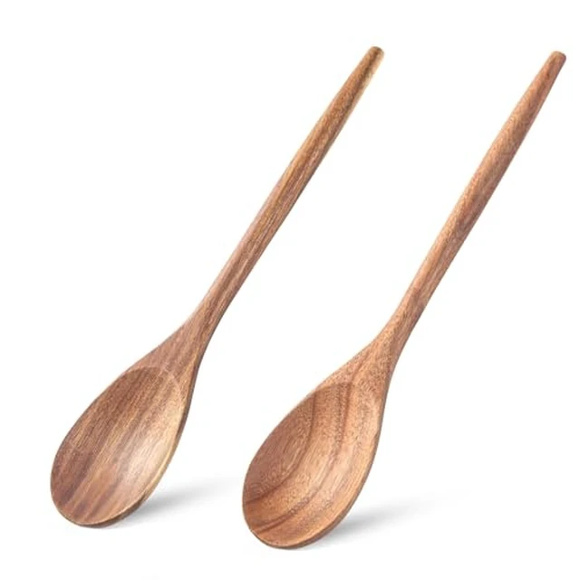 Alt view image 4 of 4 - Wooden Spoons for Cooking, MZROO Wooden Spoon 12.5 Inch Long Handle Wooden Cooking Spoon Mixing spoons Tasting Spoons for Nonstick Cookware
