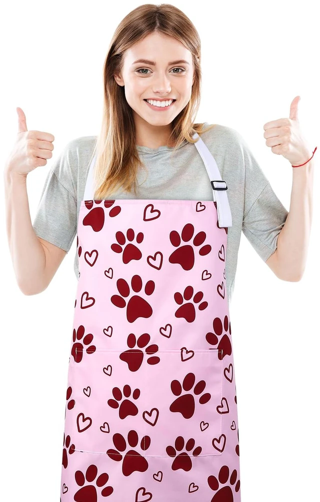 Main image of Dog Grooming Waterproof Apron with 2 Pockets, Cute Animals Puppy Dog Pets Apron