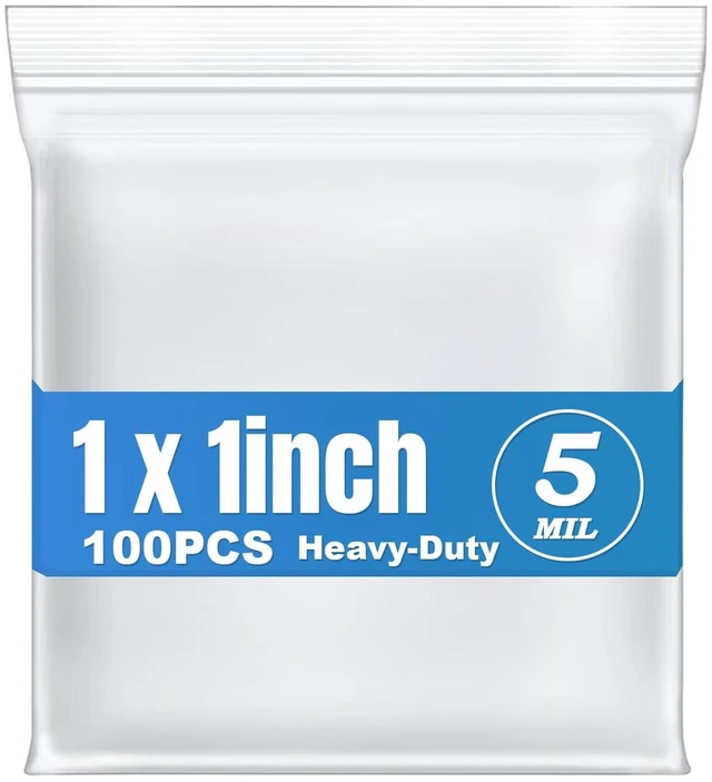 Main image of 5Mil 1"x1" 100Pcs Small Plastic Bags Resealable Zip Seal Lock Poly Baggies