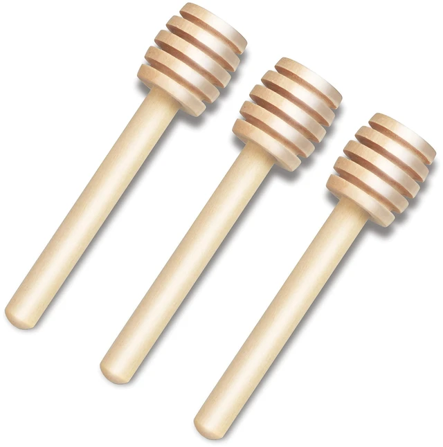 Main image of 3-Pack Mini Wooden Honey Dipper Sticks Honey Mixing Stirrer
