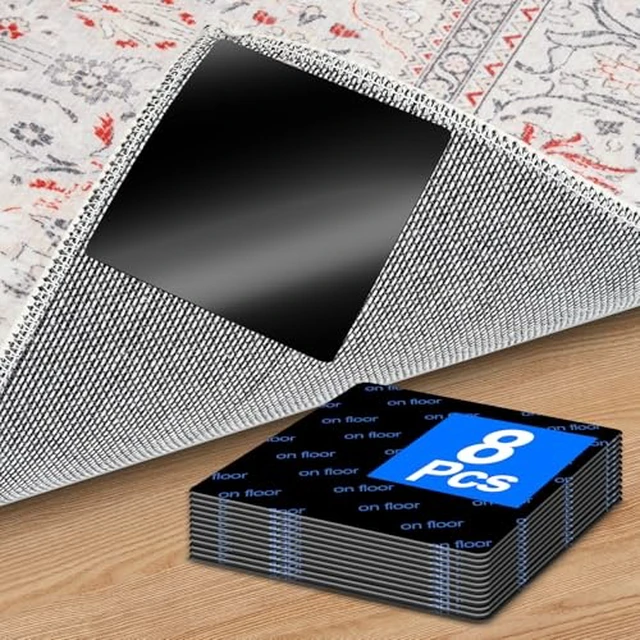 Alt view image 2 of 5 - Rug Grippers & Carpet Tape 12PCS Square Anti-Slip Pads for Area Rugs, 3.9 Inch, Prevent Curling & Sliding, Ideal for Hardwood, Tile, Marble, and Laminate Floors