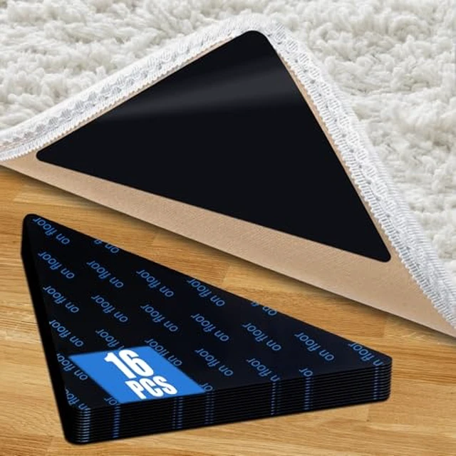 Alt view image 4 of 5 - Rug Grippers & Carpet Tape 12PCS Square Anti-Slip Pads for Area Rugs, 3.9 Inch, Prevent Curling & Sliding, Ideal for Hardwood, Tile, Marble, and Laminate Floors