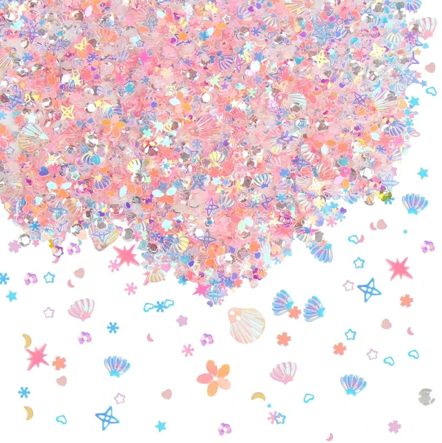 Main image of 50 Gram Mixed Craft Sequins and Spangles,Iridescent Pink Assorted Shapes & Sizes Sequins for Nails, DIY Arts Crafts