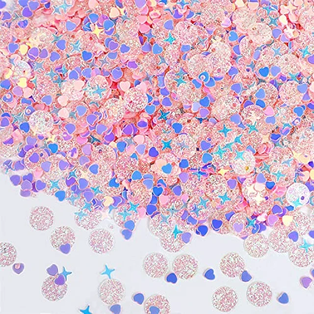 Alt view image 5 of 5 - 50 Gram Mixed Craft Sequins and Spangles,Iridescent Pink Assorted Shapes & Sizes Sequins for Nails, DIY Arts Crafts